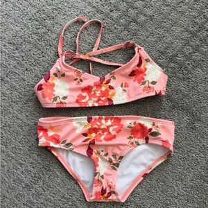 Girls Billabong Pink Floral Kids Bikini Set